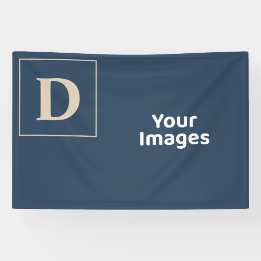 ブルー/バニラファミリーイニシャルフォトディスプレイバナー 横断幕 (横)