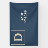 ブルー/バニラファミリーイニシャルフォトディスプレイバナー 横断幕 (縦)