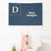 ブルー/バニラファミリーイニシャルフォトディスプレイバナー 横断幕 (インサイチュ)