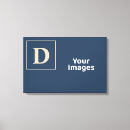 ブルー/バニラファミリーイニシャルフォトディスプレイ キャンバスプリント