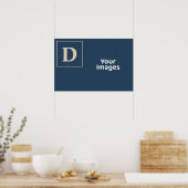 ブルー/バニラファミリーイニシャル写真表示ポスター ポスター (キッチン)