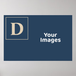 ブルー/バニラファミリーイニシャル写真表示ポスター ポスター