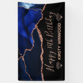 ブルー&バラフェイク金ゴールドグリッターアゲートスイート16 横断幕 (縦)