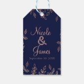 ブルー&バラ金ゴールドグラムボタニカルエレガントな結婚式 ギフトタグ (裏面)