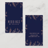 ブルー&バラ金ゴールドグラムボタニカルシエレガントック 名刺 (正面/裏面)