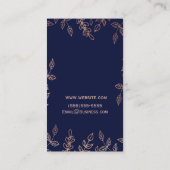 ブルー&バラ金ゴールドグラムボタニカルシエレガントック 名刺 (裏面)