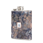 ブルー&バラ金ゴールド絵を描（ばちゃばちゃ）跳ねる抽象芸術グラマー フラスク (左)