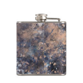 ブルー&バラ金ゴールド絵を描（ばちゃばちゃ）跳ねる抽象芸術グラマー フラスク (裏面)