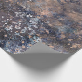 ブルー&バラ金ゴールド絵を描（ばちゃばちゃ）跳ねる抽象芸術グラマー ラッピングペーパー (角)