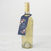 ブルー・バーガンディ夫妻のフローラ結婚ズ ボトルネックタグ (アングル)