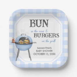 ブルー バーガー BBQ ベイビー シャワー ペーパープレート