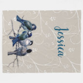 『ブルー・バード・オン・ア・ブランチ』 フリースブランケット (正面(横))