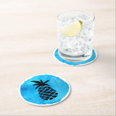 ブルー パイナップル ラウンドペーパーコースター (インサイチュ)