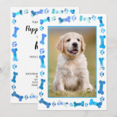 ブルー・パウ・プリンツ ニューペットドッグ パピーシャワー 招待状 (正面/裏面)