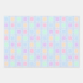 ブルー&パステルカラーイースターバニーポーズ水玉模様 ラッピングペーパーシート (正面3)