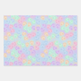 ブルー&パステルカラーイースターバニーポーズ水玉模様 ラッピングペーパーシート