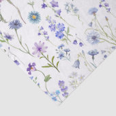 ブルー パープルの水彩画風の草花模様 薄葉紙 (詳細)