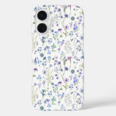 ブルー パープルの水彩画風の草花模様 Case-Mate iPhoneケース (裏面)