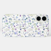 ブルー パープルの水彩画風の草花模様 Case-Mate iPhoneケース (裏面 (横))