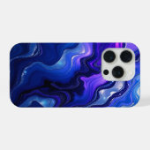 ブルー&パープルの流体アブストラクト iPhoneケース (裏面横)