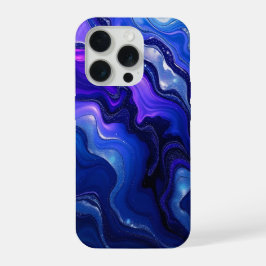 ブルー＆パープルの流体アブストラクト iPhone 15 PROケース