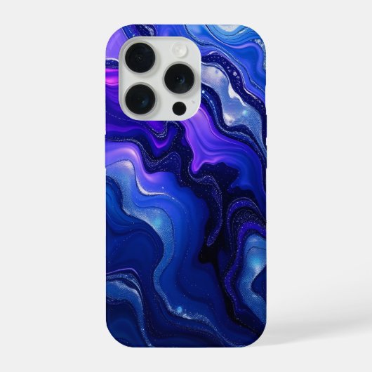 ブルー&パープルの流体アブストラクト iPhoneケース (裏面)