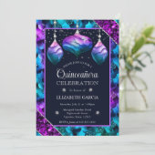 ブルー&パープルグラデーションマーメイドオーナメントキンセアニェラ 招待状 (スタンド正面)