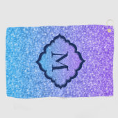 ブルー&パープルグリッター ゴルフタオル (横)