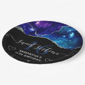 ブルー&パープルシルバーグリッター銀河系アゲートスイート16 ペーパープレート (アングル)