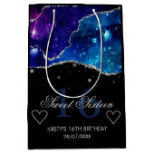 ブルー&パープルシルバーグリッター銀河系アゲートスイート16 ミディアムペーパーバッグ (正面)