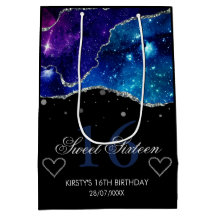 ブルー&パープルシルバーグリッター銀河系アゲートスイート16