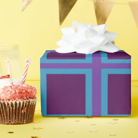 ブルー&パープルスクエア ラッピングペーパー (誕生日パーティー)