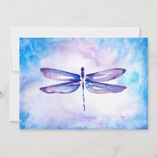ブルー&パープルドラゴンフライ結婚式招待状 招待状 (裏面)
