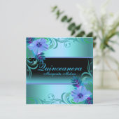 ブルー&パープルフラワー鮮やかキンセアニェラ招待状 招待状 (スタンド正面)