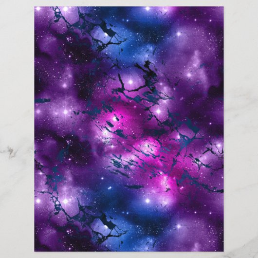 ブルー&パープルマーブル銀河系スクラップブック紙シート (裏面)