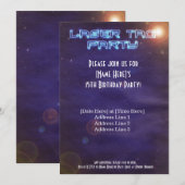 ブルー&パープルレーザーラベル招待状 招待状 (正面/裏面)