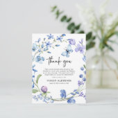 ブルー&パープルワイルドフラワーリース悔やみや弔慰 サンキューカード (スタンド正面)