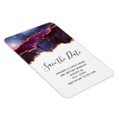 ブルー&パープル宇宙&スターウェディング日付を保存 マグネット (右側)