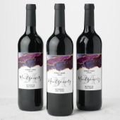 ブルー&パープル宇宙&スターズアガートワイン作り ワインラベル (ボトル)