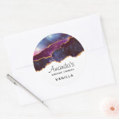 ブルー&パープル宇宙&スターズアゲモダンートキャンドル ラウンドシール (封筒)