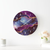 ブルー&パープル宇宙&スターズアゲモダンート ラージ壁時計 (ホーム)