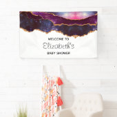 ブルー&パープル宇宙&スターズベビーモダンシャワー 横断幕 (インサイチュ)