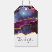 ブルー&パープル宇宙&スターズモダンアゲートありがとう ギフトタグ (正面)