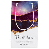 ブルー&パープル宇宙&スターズモダンアゲートありがとう スモールペーパーバッグ (正面)