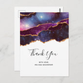 ブルー&パープル宇宙&スターズモダンアゲートありがとう ポストカード (正面/裏面)