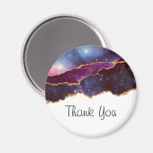 ブルー&パープル宇宙&スターズモダンアゲートありがとう マグネット (正面/裏面)