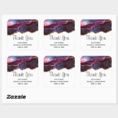 ブルー&パープル宇宙&スターズモダンアゲート結婚ズ スクエアシール (シート)