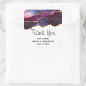 ブルー&パープル宇宙&スターズモダンアゲート結婚ズ スクエアシール (バッグ)