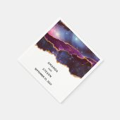 ブルー&パープル宇宙&スターズモダンアゲート結婚ズ スタンダードカクテルナプキン (角)