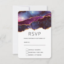 ブルー&パープル宇宙&スターズモダンアゲート結婚ズ